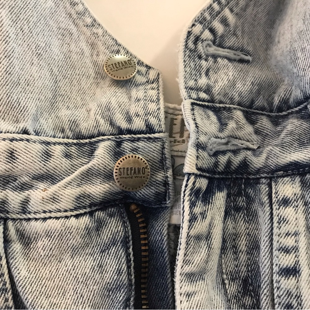 VINTAGE 1980’s STEFANO ACID WASH DENIM JEANS with Shoulder Straps (OverAlls) 🩷 - Picture 3 of 7